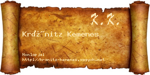 Kránitz Kemenes névjegykártya